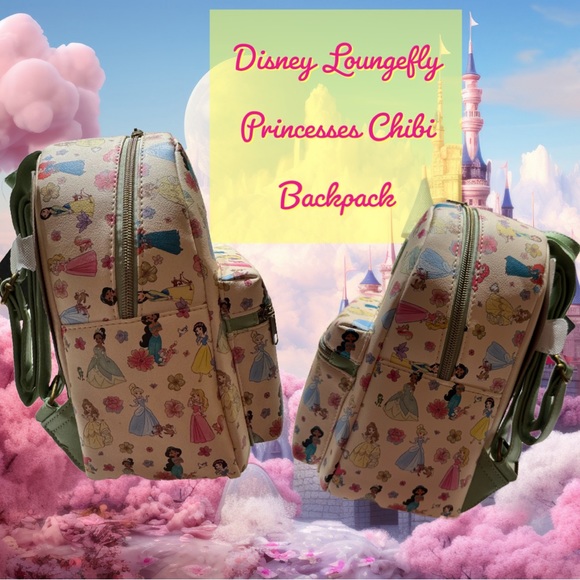 Disney Loungefly Super Cute Mini Flora Sage Chibi Backpack w/Many Princesses - Picture 3 of 8